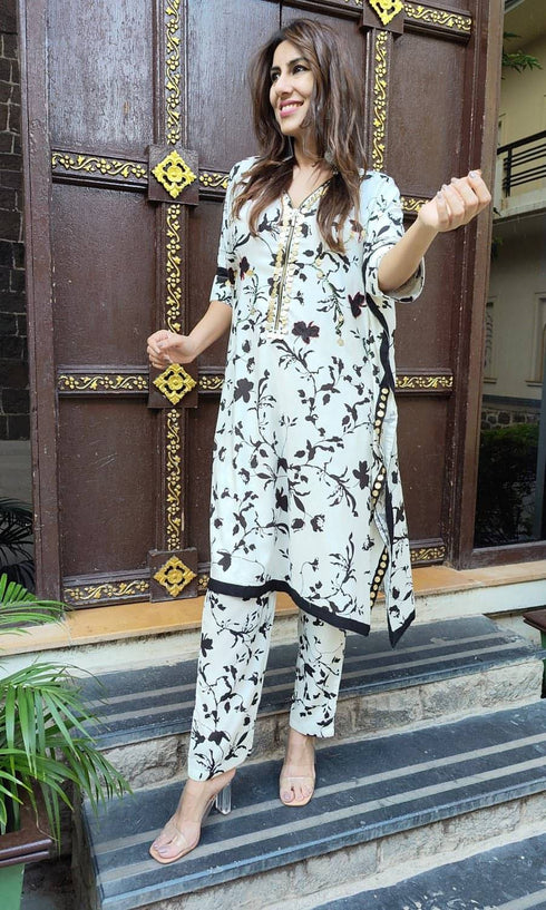 Black White Zipper Coord Set