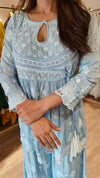 Blue Angrakha Hand Embroidered Lucknowi Set - view 2