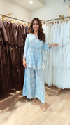 Blue Angrakha Hand Embroidered Lucknowi Set - view 3