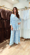 Blue Angrakha Hand Embroidered Lucknowi Set - view 4