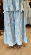 Blue Angrakha Hand Embroidered Lucknowi Set - view 5