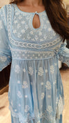 Blue Angrakha Hand Embroidered Lucknowi Set - view 6