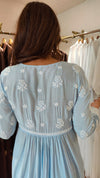 Blue Angrakha Hand Embroidered Lucknowi Set - view 8