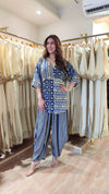 Blue Beige Kurta Pant Set - view 3