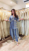 Blue Beige Kurta Pant Set - view 4