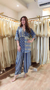 Blue Beige Kurta Pant Set - view 8