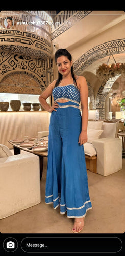 Blue Chiffon Jumpsuit - view 13