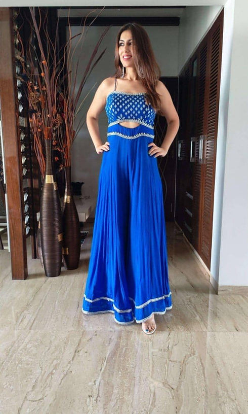 Blue Chiffon Jumpsuit