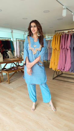 Blue Coord Set with Coin Tassels - view 2