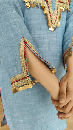 Blue Coord Set with Coin Tassels - view 6