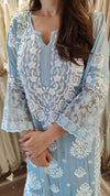 Long Blue Cutwork Chikan Hand Embroidery Set - view 6