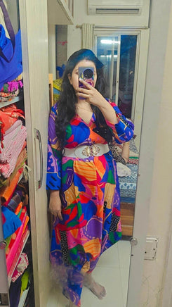 Blue Dhoti Jumpsuit with Zipper