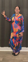 Blue Dhoti Jumpsuit with Zipper - view 16