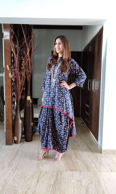 Blue Diamond Dhoti Skirt Dress