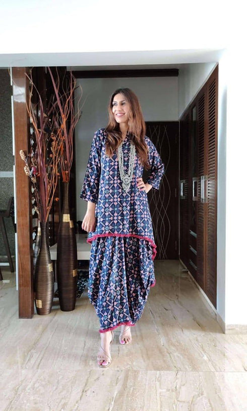 Blue Diamond Dhoti Skirt Dress