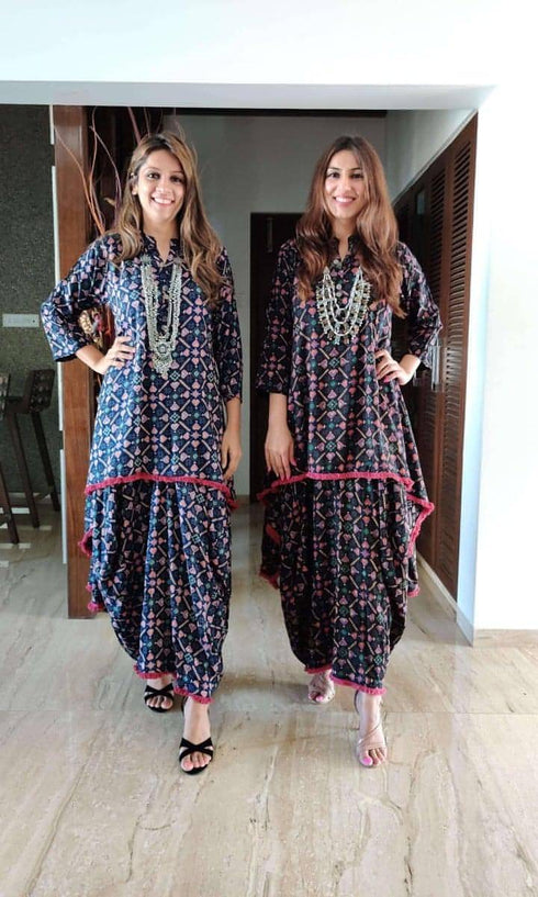 Blue Diamond Dhoti Skirt Dress