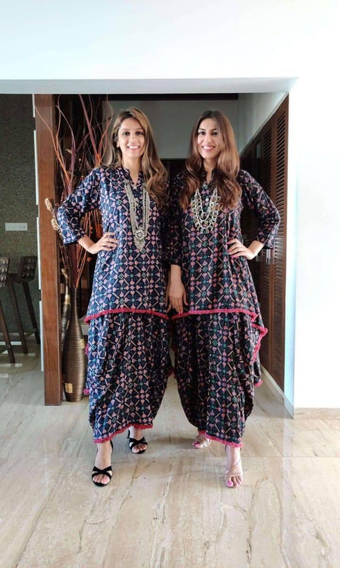 Blue Diamond Dhoti Skirt Dress