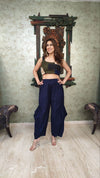 Blue Flared Pants With Patchwork Corset Top - view 10
