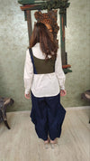 Blue Flared Pants With Patchwork Corset Top - view 11