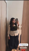 Blue Flared Pants With Patchwork Corset Top - view 19