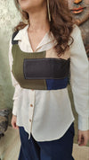 Blue Flared Pants With Patchwork Corset Top - view 5