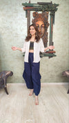 Blue Flared Pants With Patchwork Corset Top - view 8