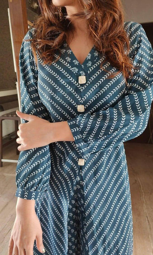 Blue Front Slit Coord