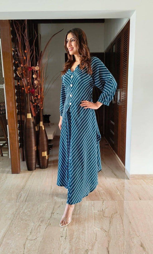 Blue Front Slit Coord