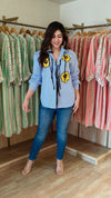 Blue Hand Embroidered Tie-up Shirt - view 3