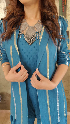Blue Jumpsuit with Jacket - view 4