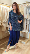 Blue Kaftan Top with Dhoti