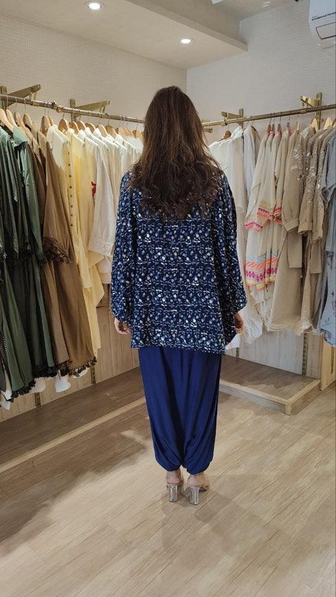 Blue Kaftan Top with Dhoti - view 5