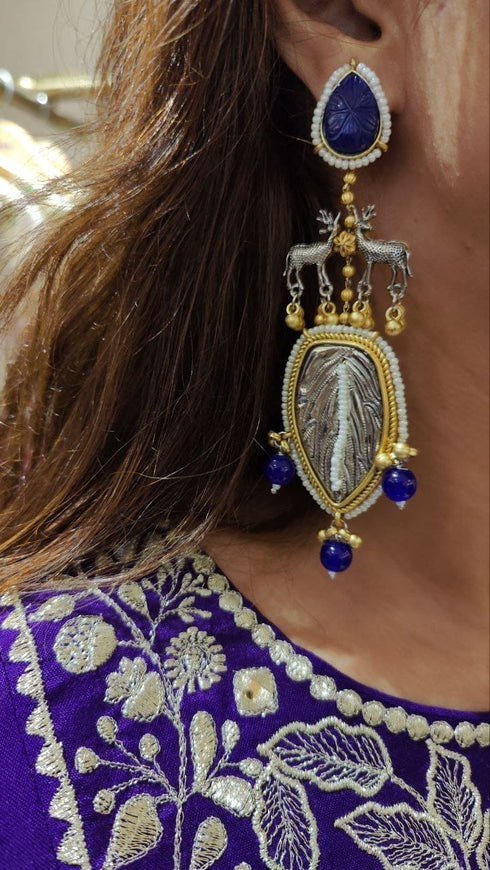 Blue Leaf Earrings