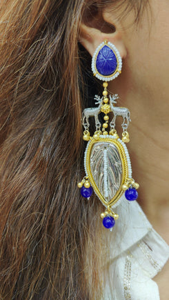 Blue Leaf Earrings - view 2