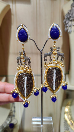 Blue Leaf Earrings - view 4