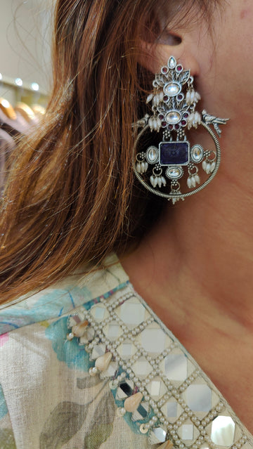 Blue Stone Oxidize Earrings