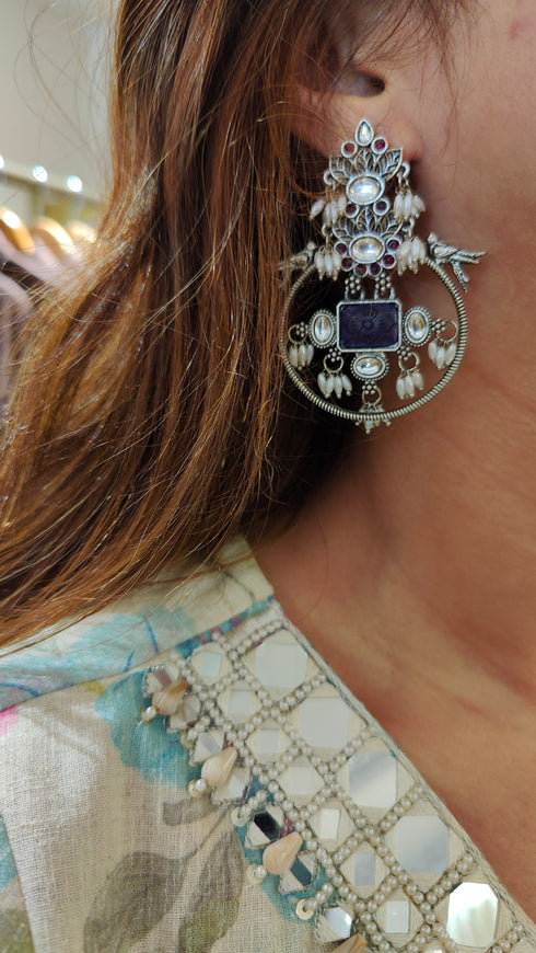 Blue Stone Oxidize Earrings