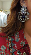 Blue Stone Oxidize Earrings - view 11