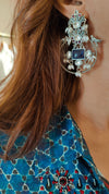 Blue Stone Oxidize Earrings - view 12