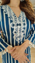 Blue Striped Embroidered Kurta Farshi Set - view 4