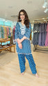 Blue Striped Embroidered Kurta Farshi Set - view 5