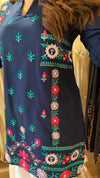 Blue White Embroidered Farshi Set with Potli - view 6