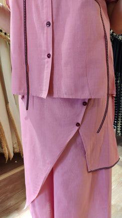 Blush Pink Flap Pant Ribbon Coord Set - view 11