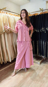 Blush Pink Flap Pant Ribbon Coord Set - view 2