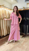 Blush Pink Flap Pant Ribbon Coord Set - view 4