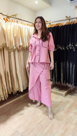 Blush Pink Flap Pant Ribbon Coord Set - view 5