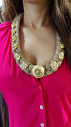 Braided Jute Necklace with Gold Accents - view 7