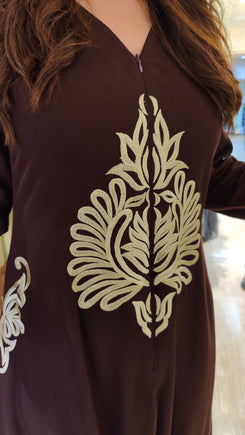 Brown A-line Embroidered Jumpsuit - view 5