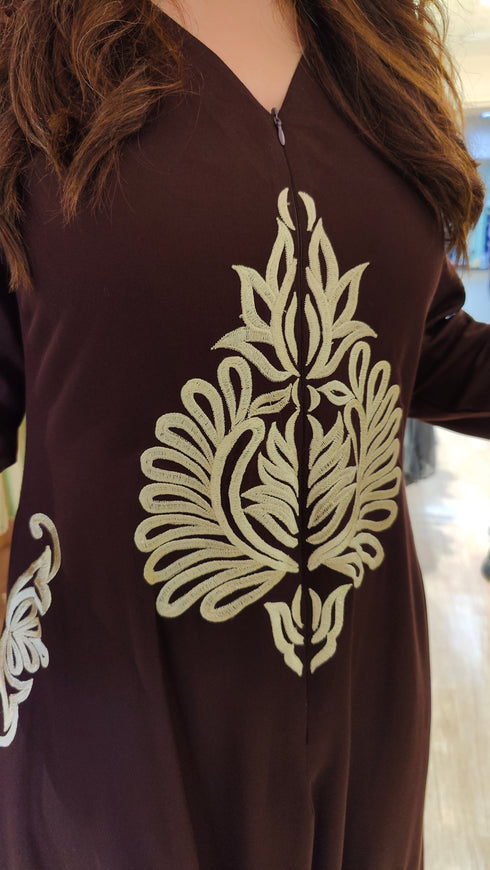 Brown A-line Embroidered Jumpsuit - view 5