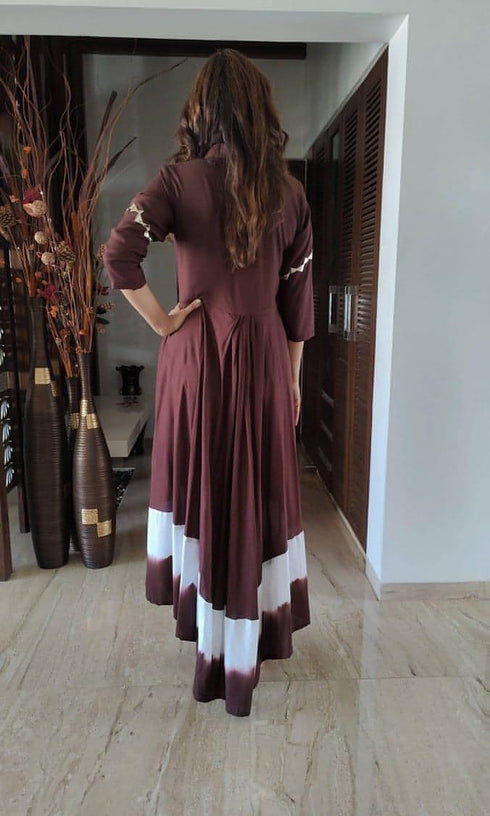 Brown Leather Patchwork Dress